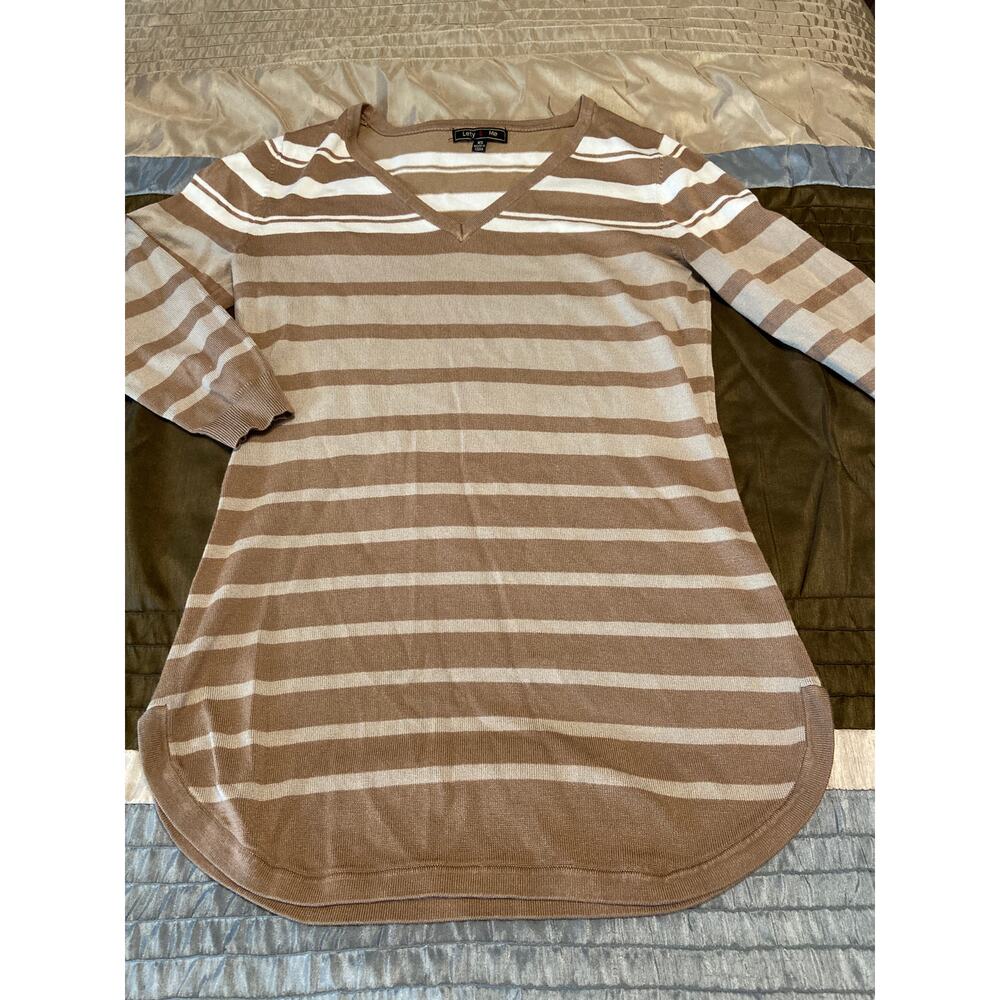 Lety & Me brown and white stripped sweater Size XS